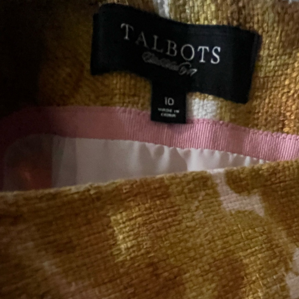 Talbots Women’s Size 10 Pencil Skirt Julianne Moore Era Ivory Gold - Picture 7 of 9